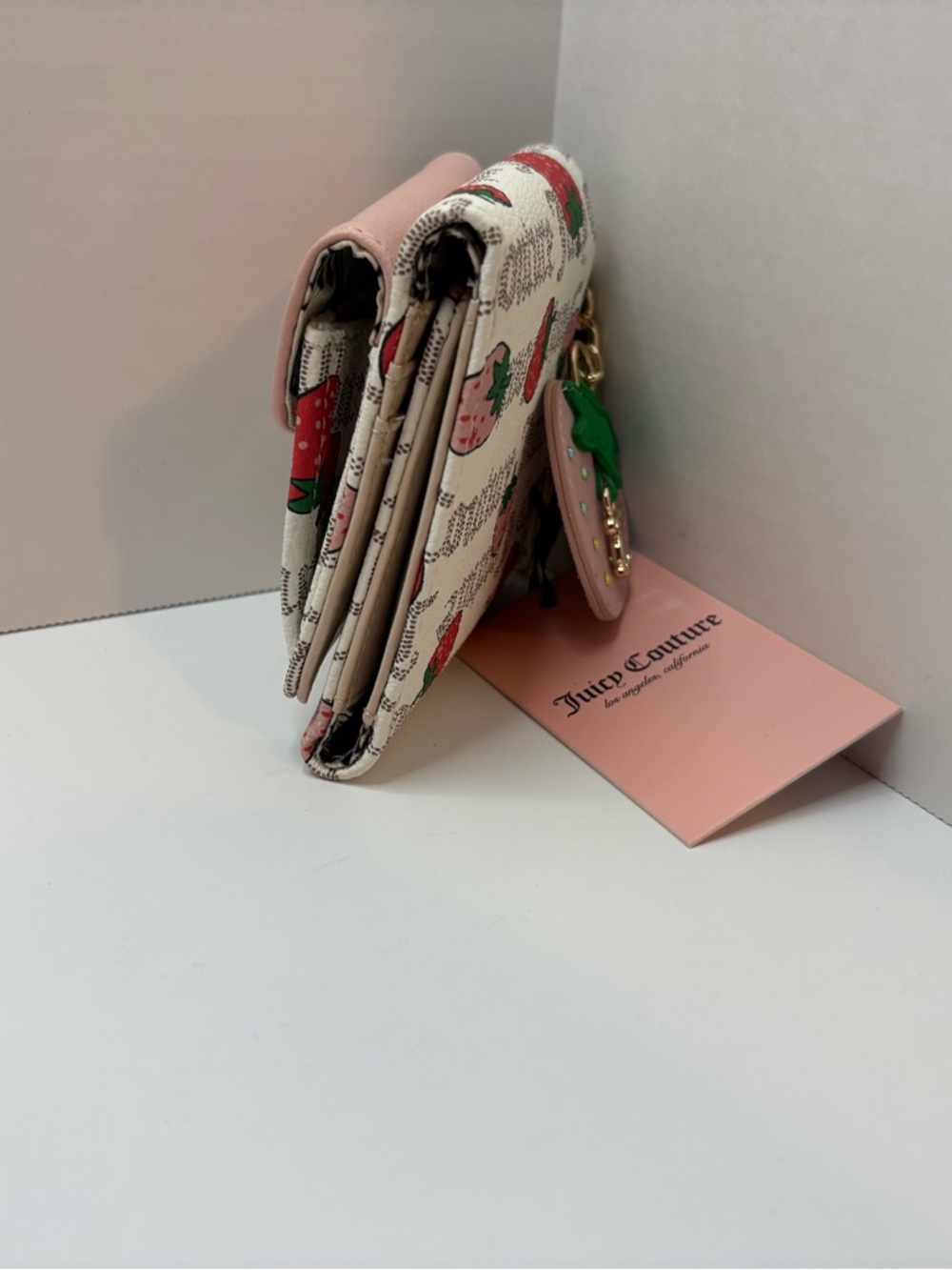 Juicy Couture Pink and Red Strawberry mini envelope flap wallet - Picture 3 of 4
